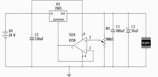 Circuit Adjustable Power Supply Lm7805