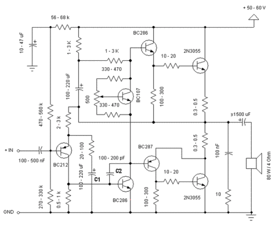 2N3055 Audio Amplifier With Transistor