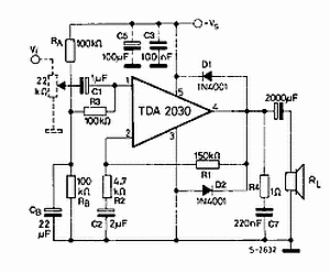 Circuit Of Amplifier Of Power Audio With Integrated Circuit 